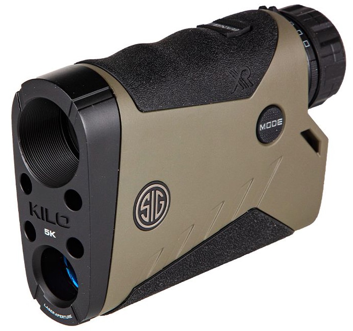 Sig Sauer KILO5K 7x25 rangefinder in ranger green with carry pouch and lanyard