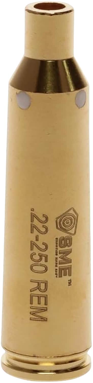 SME Sight-Rite laser bore sighter .22-250 Remington brass casing includes three button cell batteries