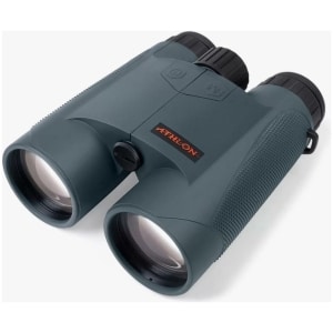 Athlon Cronus UHD 10x50 green binoculars front three-quarter view