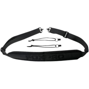 Foxpro SLINGFXPBLK black nylon carry sling with padded shoulder and QD attachment points