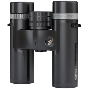 GPO Passion SD 10x26 binoculars in black and silver with full rubber armor