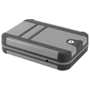 SnapSafe TrekLite XL lock box, polycarbonate exterior with foam-lined interior, holds one handgun
