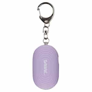 SABRE 2-in-1 personal alarm in purple with LED light and snap hook keychain