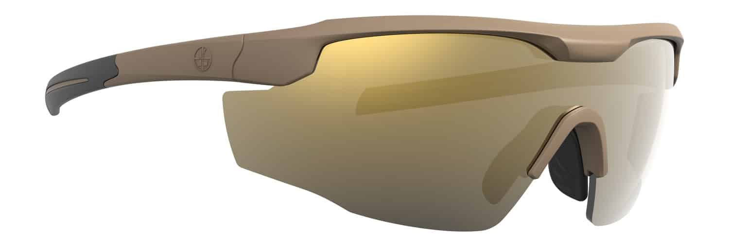 Leupold Sentinel matte tan frame with bronze mirror (BRZ) mirrored lenses safety eyewear