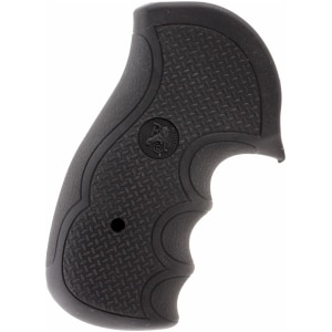 Pachmayr Diamond Pro black rubber grip with diamond checkering and finger grooves for Ruger GP100