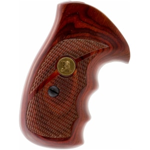 Pachmayr Renegade checkered rosewood laminate revolver grip panels with finger grooves for Smith & Wesson K/L frame