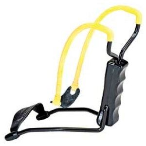 Daisy B52 Slingshot — steel frame, molded grip, foldaway wrist support, black and yellow