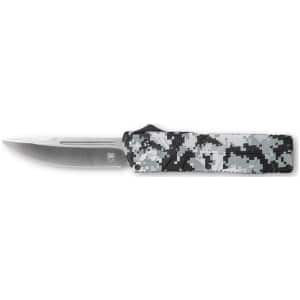 CobraTec Knives WDCCTLWDNS Lightweight 3.25" OTF Drop Point Plain D2 Steel Blade/Winter Digi Camo Aluminum Handle Includes Pocket Clip