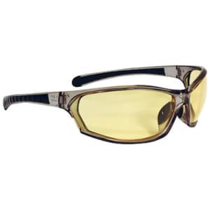 Radians Barrage shooting glasses with amber lenses and gray polycarbonate frame
