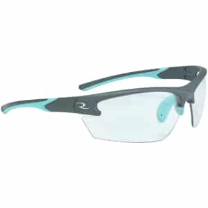 Radians Ladies Range Shooting Glasses, clear lens, gray frame with aqua accents