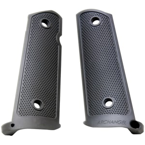Archangel AA108 black anodized aluminum grip panels with integral mag-well funnel for 1911