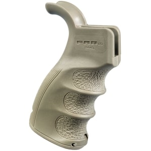 FAB Defense ergonomic pistol grip for M16/M4/AR15 in FDE with storage compartment