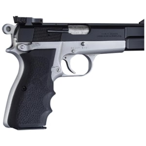 Hogue 09000 black OverMolded rubber wraparound grip with finger grooves for Browning Hi-Power