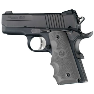 Hogue 1911 Officer rubber handgun grips in slate grey with cobblestone texture