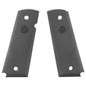Hogue 45090 black overmolded rubber grip panels with palm swells for 1911 Government