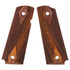 Hogue Cocobolo checkered hardwood ambidextrous grip panels for 1911 Government