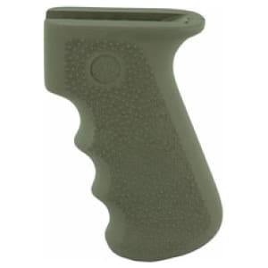 Hogue OverMolded rubber grips with finger grooves for AK-pattern rifles in OD Green