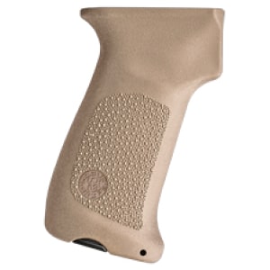 Hogue OverMolded AK pistol grip Flat Dark Earth with Cobblestone texture and storage door