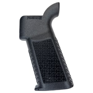 AMEND2 Enhanced Pistol Grip Black — slim polymer grip with storage hatch and aggressive texture