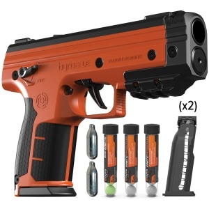 Byrna LE Universal Kit Orange with two magazines, projectile tubes, CO2 cylinders and carrying case