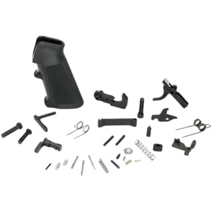 White Label Armory AR-15 complete lower parts kit with phosphate finish including A2 grip and Mil-Spec components