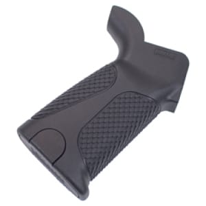LWRC Ultra Combat pistol grip in black with over-molded snakeskin panels and internal storage compartment