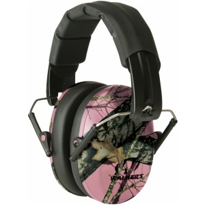 Walker's Pro Low Profile Passive Muff Mossy Oak Pink folding ear muffs