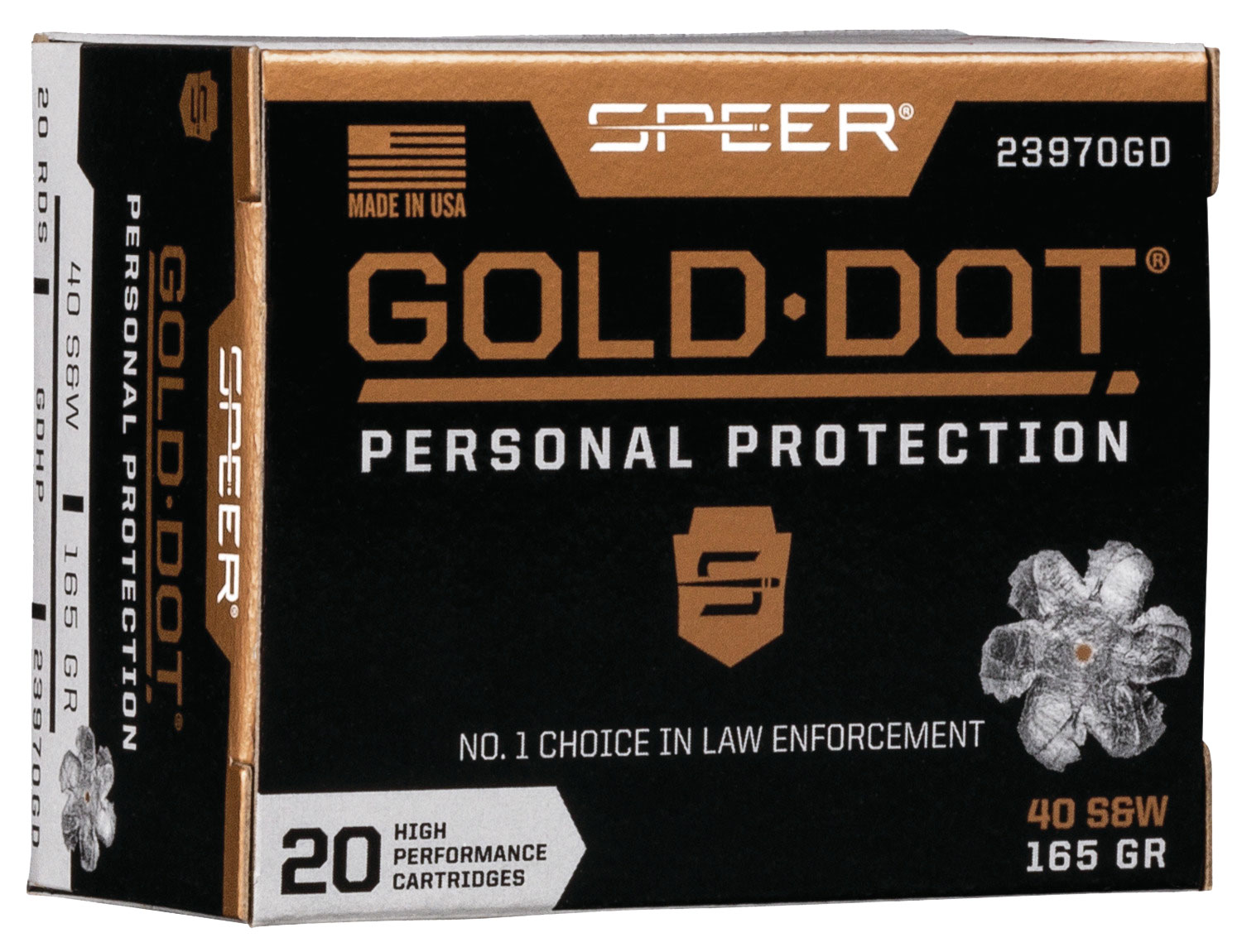 Speer .40 S&W 165gr GOLD DOT Brass – 20rd