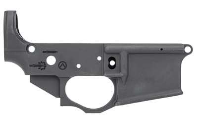 Spikes Tactical Spartan stripped lower receiver, black hardcoat anodized, Spartan helmet logo