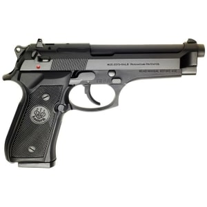 Beretta 92FS 9mm pistol with 4.9 inch barrel and three 15-round magazines, matte black/bruniton