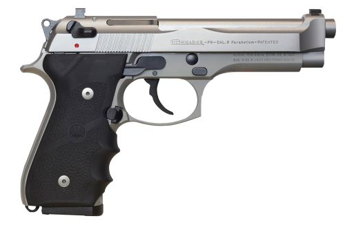 Beretta 92FS Brigadier Inox 9mm pistol, satin stainless finish, black stippled rubber grip