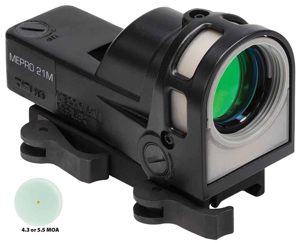 Meprolight M21 reflex sight, 30 mm lens, 4.3 MOA red dot, black finish