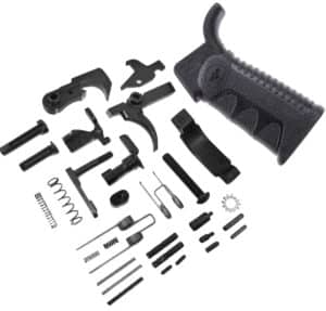 Xtech Tactical XTT138LPK lower parts kit components laid out on a white background