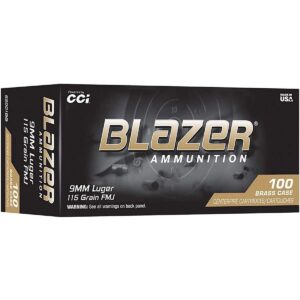 CCI Blazer Brass 9mm 115gr FMJ 100rd box and two 50-round trays