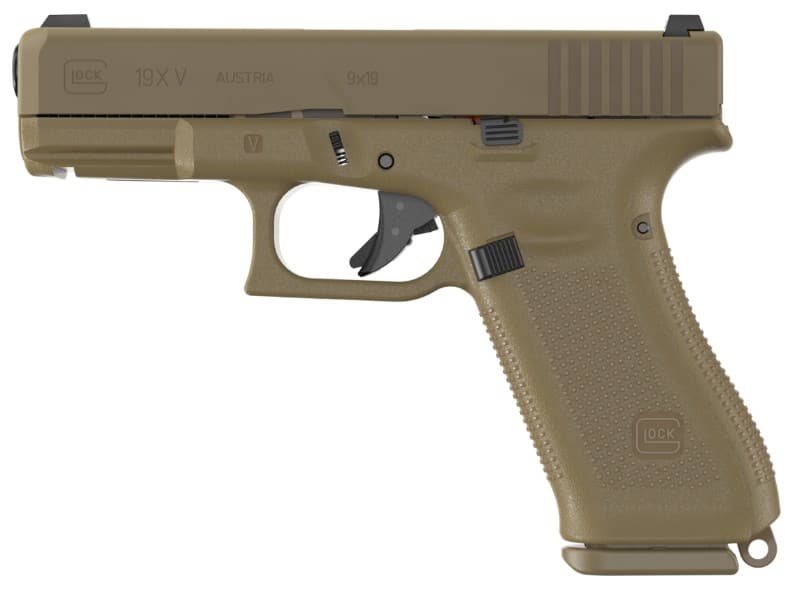 Glock 19X V 9mm 4.02in Coyote FDE pistol with Glock Night Sights