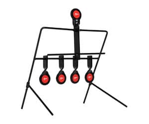 EZ-Aim steel resetting spinner target system for .22 rimfire and air guns, black and red