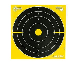 EZ-Aim Splash 8x8 bullseye paper target 25 pack black and yellow hanging