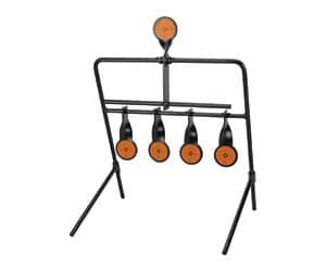 Caldwell Rimfire Resetting Target AR500 steel 2.5-inch black orange standing