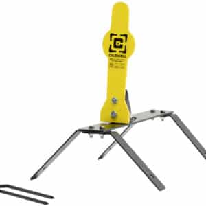 Caldwell AR500 33% yellow Pepper Popper auto-reset target on standing frame