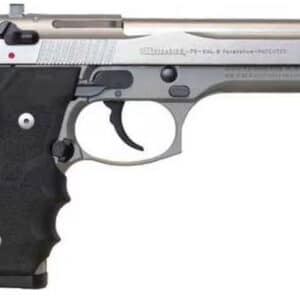 Beretta 92 Brigadier 9mm 4.9in stainless pistol with rubber wrap-around grips