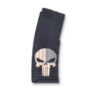Black Rain Ordnance Punisher 30rd polymer AR-15 magazine with American flag etching