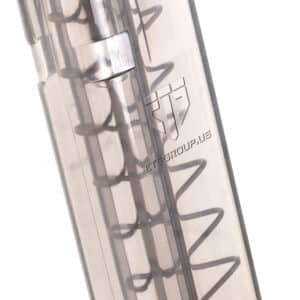 ETS Group Carbon Smoke 10rd 9mm Glock magazine, translucent polymer, ergonomic floor plate