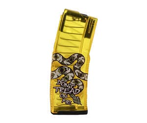 AMEND2 MOD-C translucent yellow 30-round AR-15 magazine with Don’t Tread On Me graphic