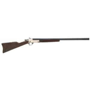 Henry H015B-12 single-shot 12 gauge shotgun with 28-inch blued barrel, polished brass receiver and American walnut stock