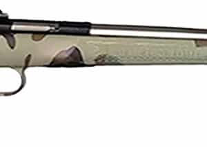 Davey Crickett Gen2 youth .22 bolt-action rifle with Woodland M81 camo synthetic stock and stainless barrel