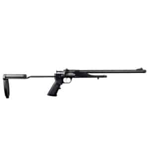 Keystone Overlander .22 LR bolt-action rifle with carbon-fiber barrel and black 6061 aluminum chassis