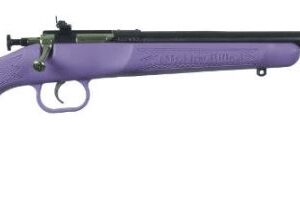 Keystone Crickett .22 LR single-shot rifle with blued barrel and purple synthetic stock