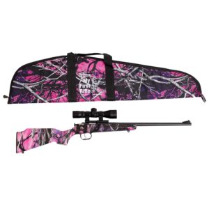 Keystone Crickett 22 LR Muddy Girl blued rifle with mounted scope