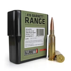Barrett .416 Barrett range ammunition box with 10 rounds