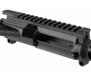 Sons of Liberty Gun Works black stripped AR-15 upper receiver with engraved flag logo